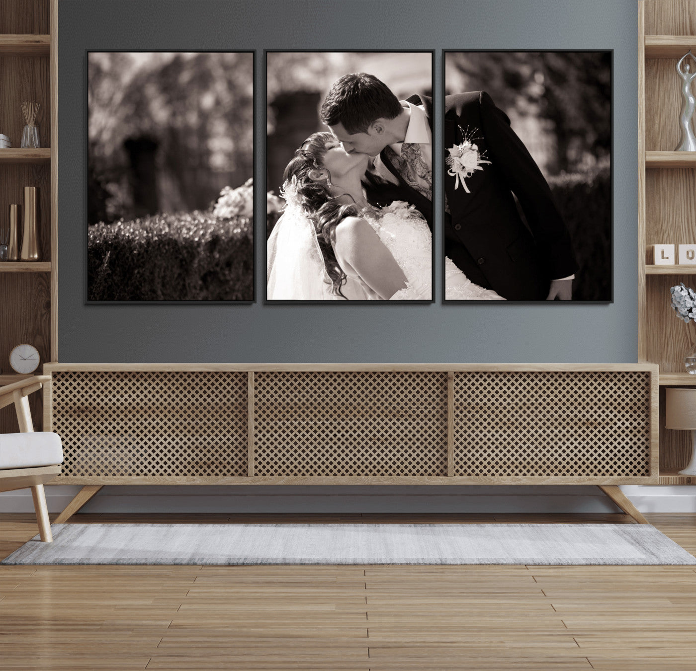 CSTM6030-MGV-FC-60X30-3P_Black-Custom Wedding Photo Print - Custom Wall Art Picture Print, Create Your Own Photo Canvas Print