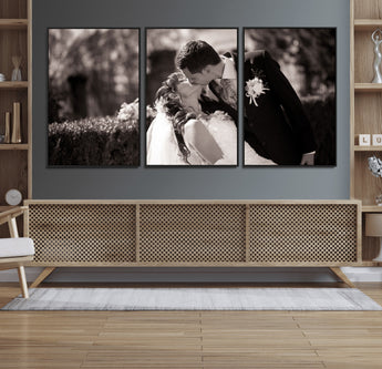 CSTM6030-MGV-FC-60X30-3P_Black-Custom Wedding Photo Print - Custom Wall Art Picture Print, Create Your Own Photo Canvas Print