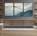 53646-MGV-CV-36X24-Ocean Wave Wall Art Canvas Print, Framed Textured Seascape Art Picture Print, Modern Ocean Perfect Minimal Coastal 2/2 Decor