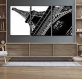 89033-MGV-FC-60X30-3P_Black-Eiffel Tower Wall Art – Dramatic Black and White Architectural Canvas Print, Modern Paris Decor for Office, Living Room or
