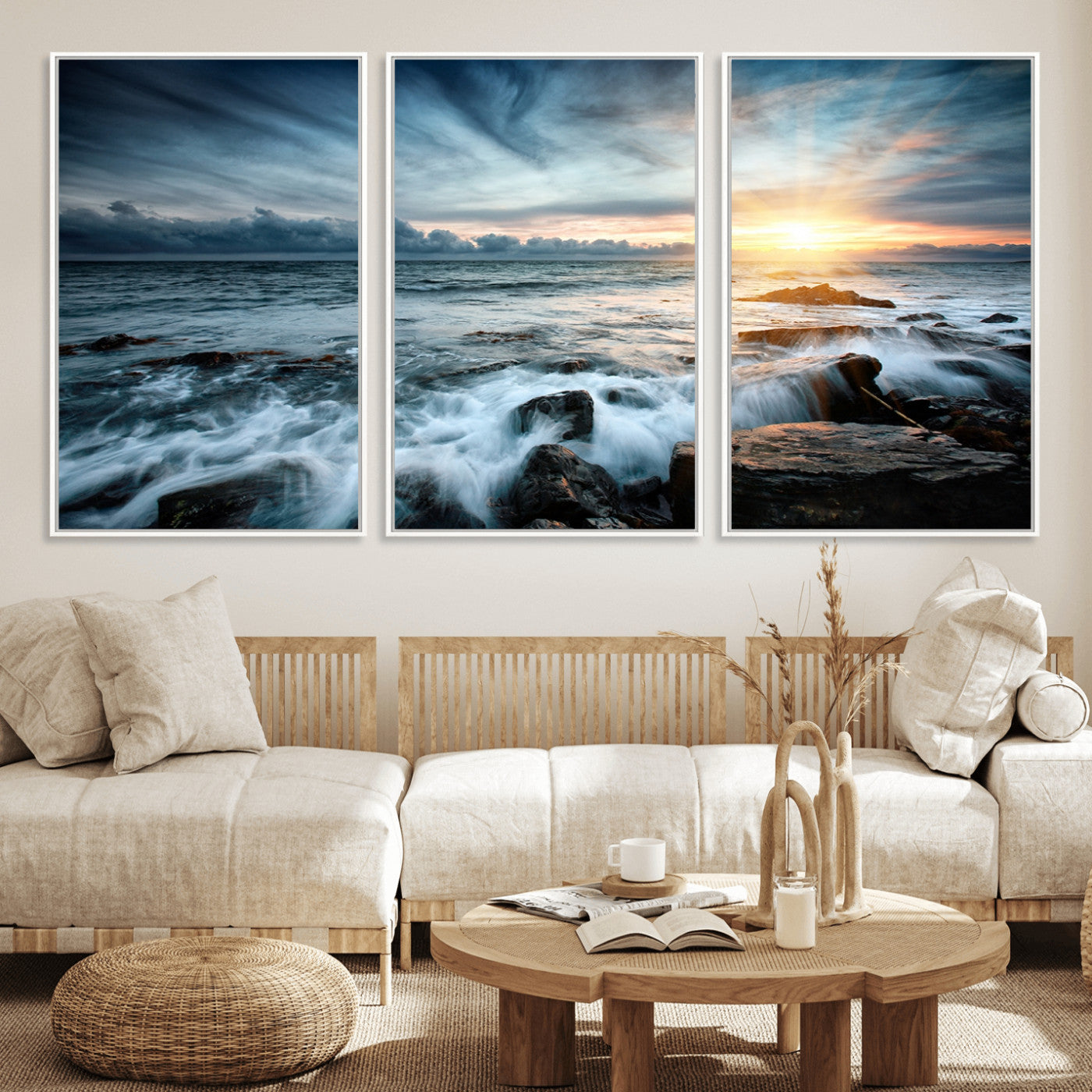 33428-MGV-CV-36X24-Ocean Sunrise Wall Art – Serene Seascape Canvas Print, Coastal Home or Office Decor, Perfect for Living Room, Bedroom, or Study