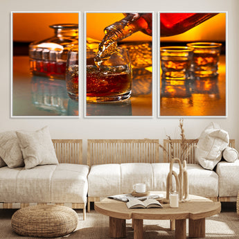 18250-MGV-CV-36X24-Whiskey Pour Wall Art – Captivating Whiskey Splash Canvas Print, Elegant Bar or Home Lounge Decor for Office, Man Cave or Living