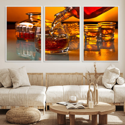 18250-MGV-CV-36X24-Whiskey Pour Wall Art – Captivating Whiskey Splash Canvas Print, Elegant Bar or Home Lounge Decor for Office, Man Cave or Living