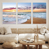 39560-MGV-CV-36X24-Sunrise Beach Wall Art – Vibrant Ocean Waves and Golden Sand Canvas Print, Seaside Coastal Decor for Living Room, Bedroom or
