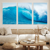 13117-MGV-CV-36X24-Ocean Wave Wall Art – Dynamic Blue Surf Canvas Print, Coastal Beach Decor for Living Room, Bathroom, Office, or Beach House