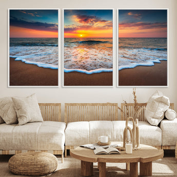87032-MGV-CV-36X24-Ocean Sunset Wall Art – Stunning Beach Canvas Print with Vibrant Sky, Calm Waves, and Golden Horizon, Perfect Coastal Decor for