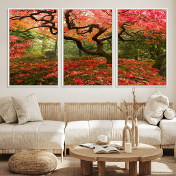 73343-MGV-CV-36X24-Autumn Maple Wall Art – Panoramic Vibrant Red Maple Tree Canvas Print, Seasonal Nature Decor for Office, Living Room or Garden