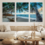 39679-MGV-CV-36X24-Tropical Palm Beach Wall Art – Serene Ocean Canvas Print with Palm Trees and Rocks, Coastal Paradise Decor for Living Room or