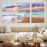 44120-MGV-FC-60X30-3P_White-Ocean Sunset Wall Art – Beach Landscape Canvas Print, Serene Coastal Decor for Living Room, Office or Bedroom