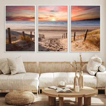 78111-MGV-CV-36X24-Sunset Pathway Wall Art – Panoramic Coastal Canvas Print, Tranquil Beach Decor for Living Room, Office or Bedroom