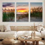 25576-MGV-CV-36X24-Beach Grass Sunset Wall Art – Coastal Sand Dune Landscape Canvas Print, Ocean View Nature Decor for Living Room or Office Wall