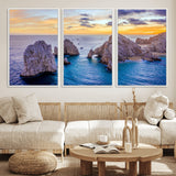 72955-MGV-CV-36X24-Ocean Rock Formation Wall Art – Sunset Coastal Seascape Print, Beach Landscape Decor for Living Room or Office