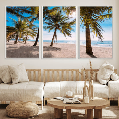 98175-MGV-CV-36X24-Tropical Palm Beach Wall Art – Relaxing Ocean Shore Canvas Print with Palm Trees, Coastal Summer Decor for Living Room, Bedroom or