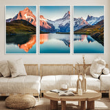 88453-MGV-FC-60X30-3P_White-Mountain Lake Wall Art – Snow-Capped Peaks Reflected in Alpine Water Canvas Print, Nature Landscape Wall Decor for Living Room or