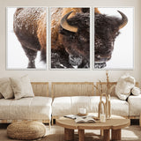 65605-MGV-CV-36X24-Snow Bison Wall Art – Close Up Buffalo Canvas Print, Rustic Western Wildlife Photography, Farmhouse Cabin Lodge Decor for Living