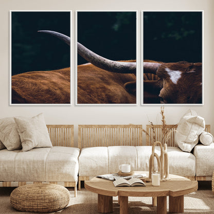 55197-MGV-CV-36X24-Texas Longhorn Wall Art – Rustic Western Bull Horn Canvas Print and Farmhouse Country Animal Decor for Living Room, Office or