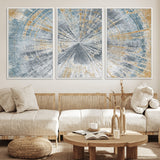 17631-MGV-CV-36X24-Radiant Burst Wall Art – Abstract Sunburst Canvas Print in Blue and Gold, Modern Geometric Painting for Living Room, Office or