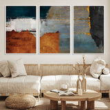 35026-MGV-CV-36X24-Abstract Canvas Wall Art – Modern Teal, Rust, Black and Gold Textured Painting, Contemporary Decor for Living Room, Bedroom