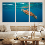 91440-MGV-CV-36X24-Sea Turtle Wall Art – Ocean Turtle Canvas Print, Underwater Marine Life Decor for Living Room, Office, Beach House or Bathroom