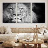 94453-MGV-CV-36X24-Lion Portrait Wall Art – Black and White King of the Jungle Canvas Print, Safari Wildlife Decor for Office, Bedroom, or Living