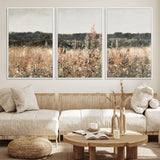 46308-MGV-FC-60X30-3P_White-Wildflower Field Wall Art – Rustic Meadow Landscape Canvas Print, Country Nature Decor for Living Room, Bedroom or Farmhouse