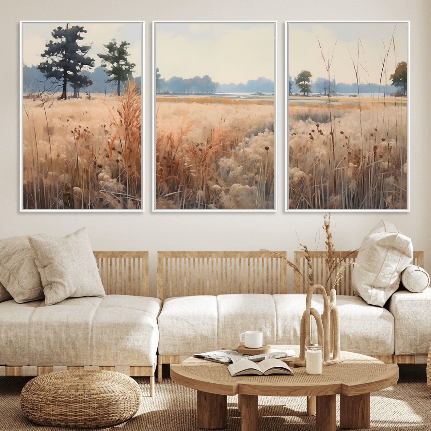 98822-MGV-CV-36X24-Autumn Meadow Wall Art – Tranquil Grassland Landscape Canvas Print, Rustic Country Decor for Living Room, Bedroom or Farmhouse