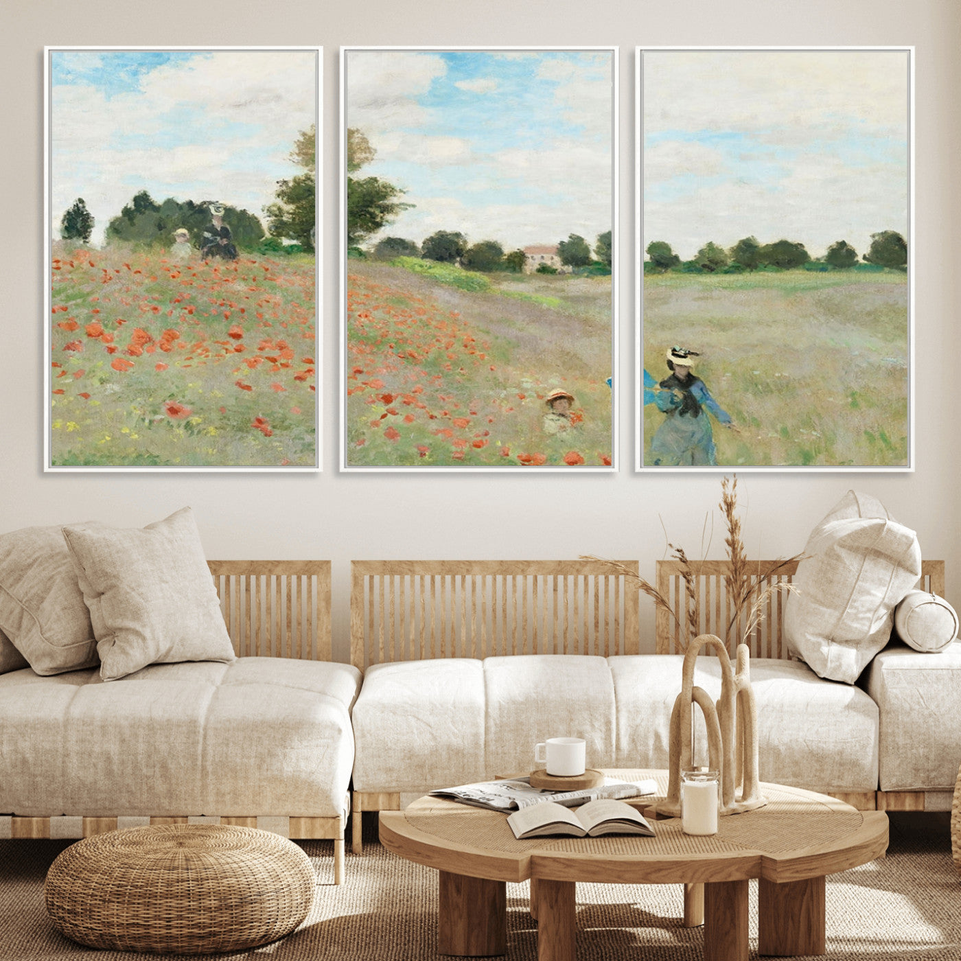 74890-MGV-CV-36X24-Monet Poppy Field Wall Art – Impressionist Landscape Canvas Print, Classic French Artwork for Living Room, Bedroom or Office Decor