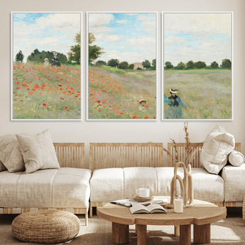 74890-MGV-CV-36X24-Monet Poppy Field Wall Art – Impressionist Landscape Canvas Print, Classic French Artwork for Living Room, Bedroom or Office Decor