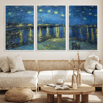 94605-MGV-CV-36X24-Starry Night Over the Rhone Wall Art – Vincent van Gogh Canvas Print, Famous Impressionist Painting for Living Room, Office