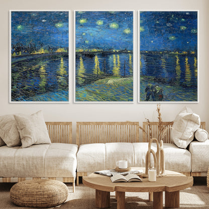 94605-MGV-CV-36X24-Starry Night Over the Rhone Wall Art – Vincent van Gogh Canvas Print, Famous Impressionist Painting for Living Room, Office