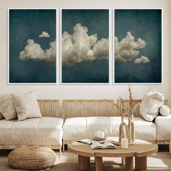 18162-MGV-FC-60X30-3P_White-Ethereal Cloud Wall Art – Panoramic Sky Canvas Print, Dreamy Atmospheric Decor for Bedroom, Living Room or Office