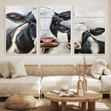 28934-MGV-CV-36X24-Farmhouse Cow Wall Art – Rustic Black and White Dairy Cattle Canvas Print, Country Barn Animal Painting for Kitchen, Living Room