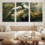 84047-MGV-FC-60X30-3P_White-Tropical Birds Wall Art – Elegant Botanical Canvas Print, Exotic Nature Decor for Living Room, Bedroom or Office