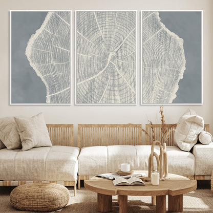 25547-MGV-CV-36X24-Tree Ring Wall Art Canvas Print, Framed Linocut Tree Ring Art Picture Print, Wood Texture Perfect Minimalist Farmhouse Decor