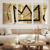 37215-MGV-FC-60X30-3P_White-Abstract Crown Wall Art – Urban Graffiti Style Canvas Print Modern Street Art Design, Bold Contemporary Decor for Living Room,