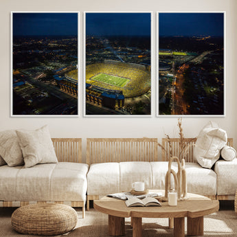 33588-MGV-CV-36X24-Football Stadium Wall Art – Aerial Night Game Canvas Print Packed Field City Lights, Sports Photography Decor for Game Room, Man