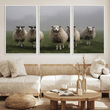 87339-MGV-CV-36X24-Sheep Wall Art – Rustic Farmhouse Canvas Print Flock Standing Misty Field Countryside Photography, Country Animal Decor for Living