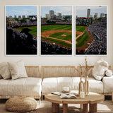 34859-MGV-CV-36X24-Wrigley Field Wall Art Canvas Print, Framed Chicago Cubs Stadium Art Picture Print, Wrigley Stadium Field Perfect Sport Room Decor