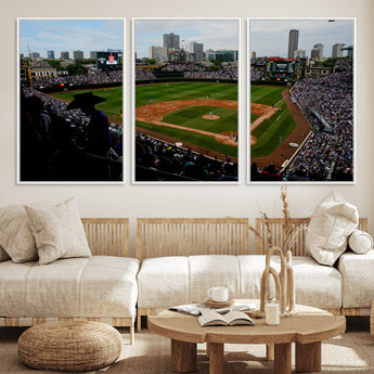 34859-MGV-CV-36X24-Wrigley Field Wall Art Canvas Print, Framed Chicago Cubs Stadium Art Picture Print, Wrigley Stadium Field Perfect Sport Room Decor