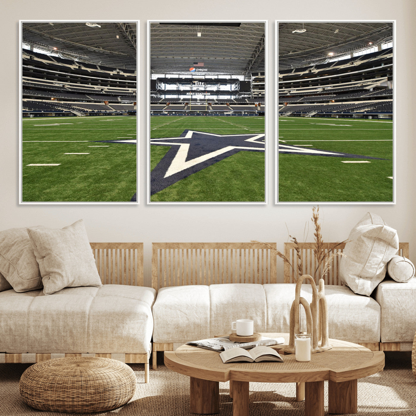 14834-MGV-CV-36X24-Dallas Att Stadium Wall Art Canvas Print, Framed Texas NFL Stadium Art Picture Print, American Football Stadium Perfect Sports