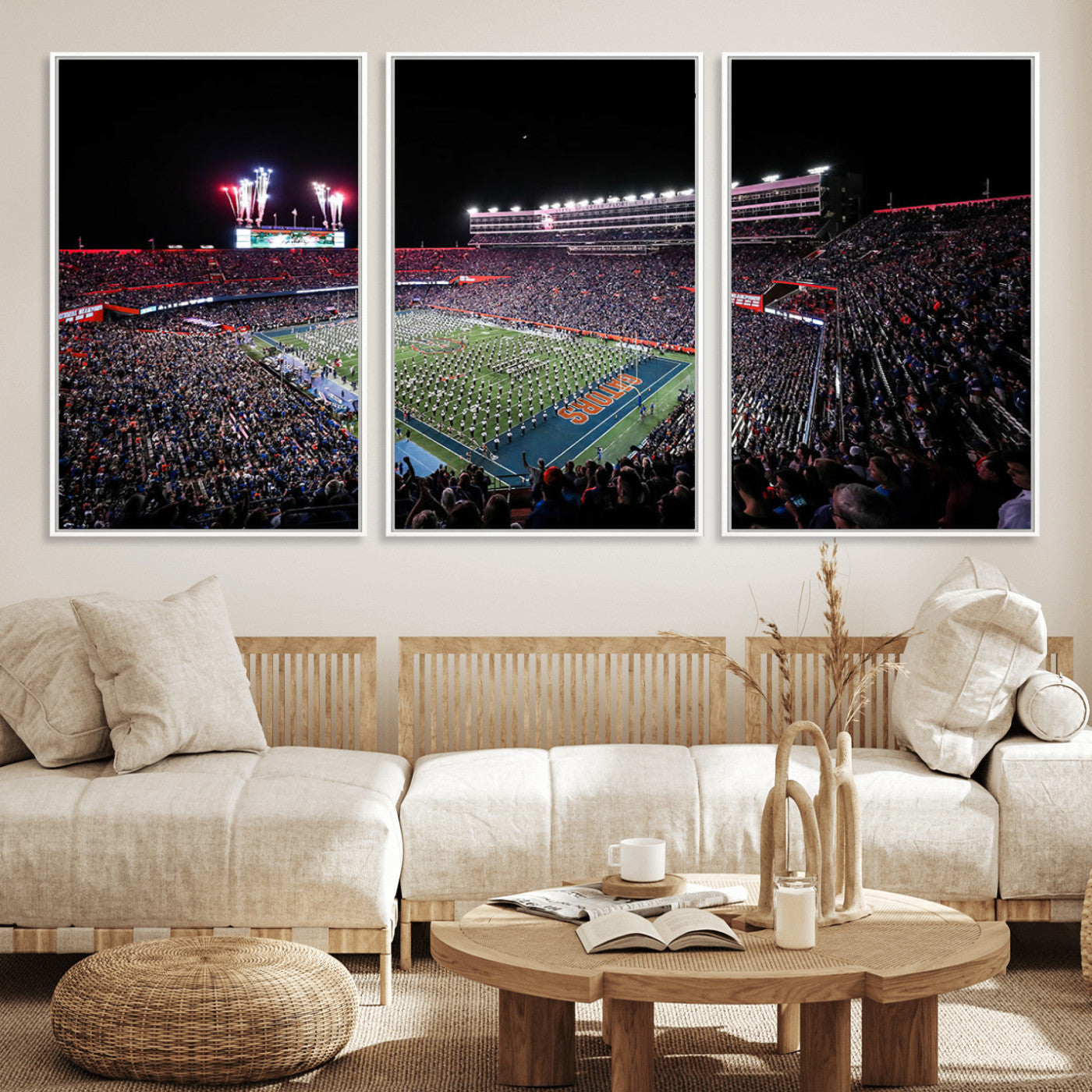 46899-MGV-CV-36X24-Ben Hill Griffin Stadium Wall Art Canvas Print, Framed Football Stadium Art Picture Print, Florida Football Stadium Perfect Sport