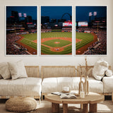 38612-MGV-CV-36X24-Busch Stadium Wall Art Canvas Print, Framed Missouri Stadium Art Picture Print, Busch Stadium Field Perfect Sports Room Decor