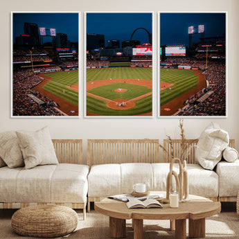 38612-MGV-CV-36X24-Busch Stadium Wall Art Canvas Print, Framed Missouri Stadium Art Picture Print, Busch Stadium Field Perfect Sports Room Decor