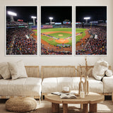 47365-MGV-FC-60X30-3P_White-Fenway Park Stadium Wall Art Canvas Print, Framed Boston Baseball Stadium Art Picture Print, MLB Stadium Field Perfect Sport Room