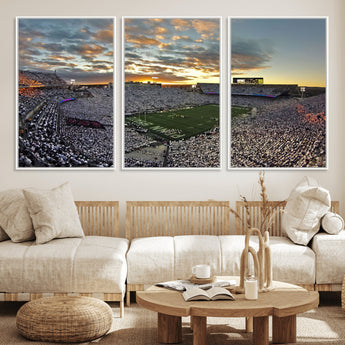 38807-MGV-FC-60X30-3P_White-Beaver Stadium Wall Art Canvas Print, Framed Beaver Stadium Field Art Picture Print, Football Stadium Perfect Sport Room Decor