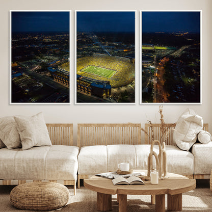 52519-MGV-CV-36X24-Michigan Football Stadium Wall Art Canvas Print, Framed Michigan Stadium Art Picture Print, Michigan Wolverines Field Perfect