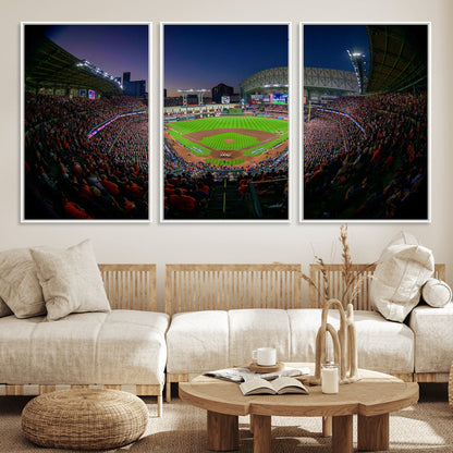 44322-MGV-FC-60X30-3P_White-Minute Maid Park Wall Art Canvas Print, Framed Houston Astros Stadium Art Picture Print, Houston Astros Field Perfect Sports Room