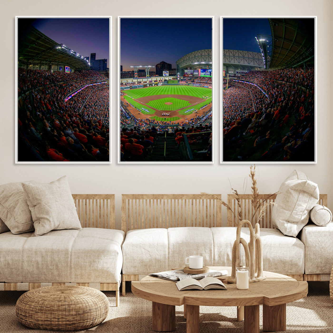 44322-MGV-CV-36X24-Minute Maid Park Wall Art Canvas Print, Framed Houston Astros Stadium Art Picture Print, Houston Astros Field Perfect Sports Room