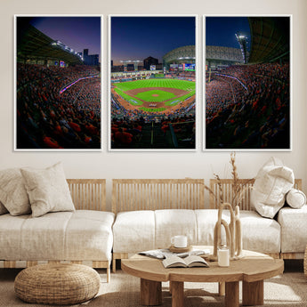 44322-MGV-FC-60X30-3P_White-Minute Maid Park Wall Art Canvas Print, Framed Houston Astros Stadium Art Picture Print, Houston Astros Field Perfect Sports Room