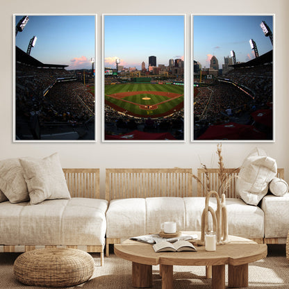 67670-MGV-CV-36X24-PNC Park Stadium Wall Art Canvas Print, Framed Pittsburgh Pirates Stadium Art Picture Print, PNC Park Field Perfect Sport Room